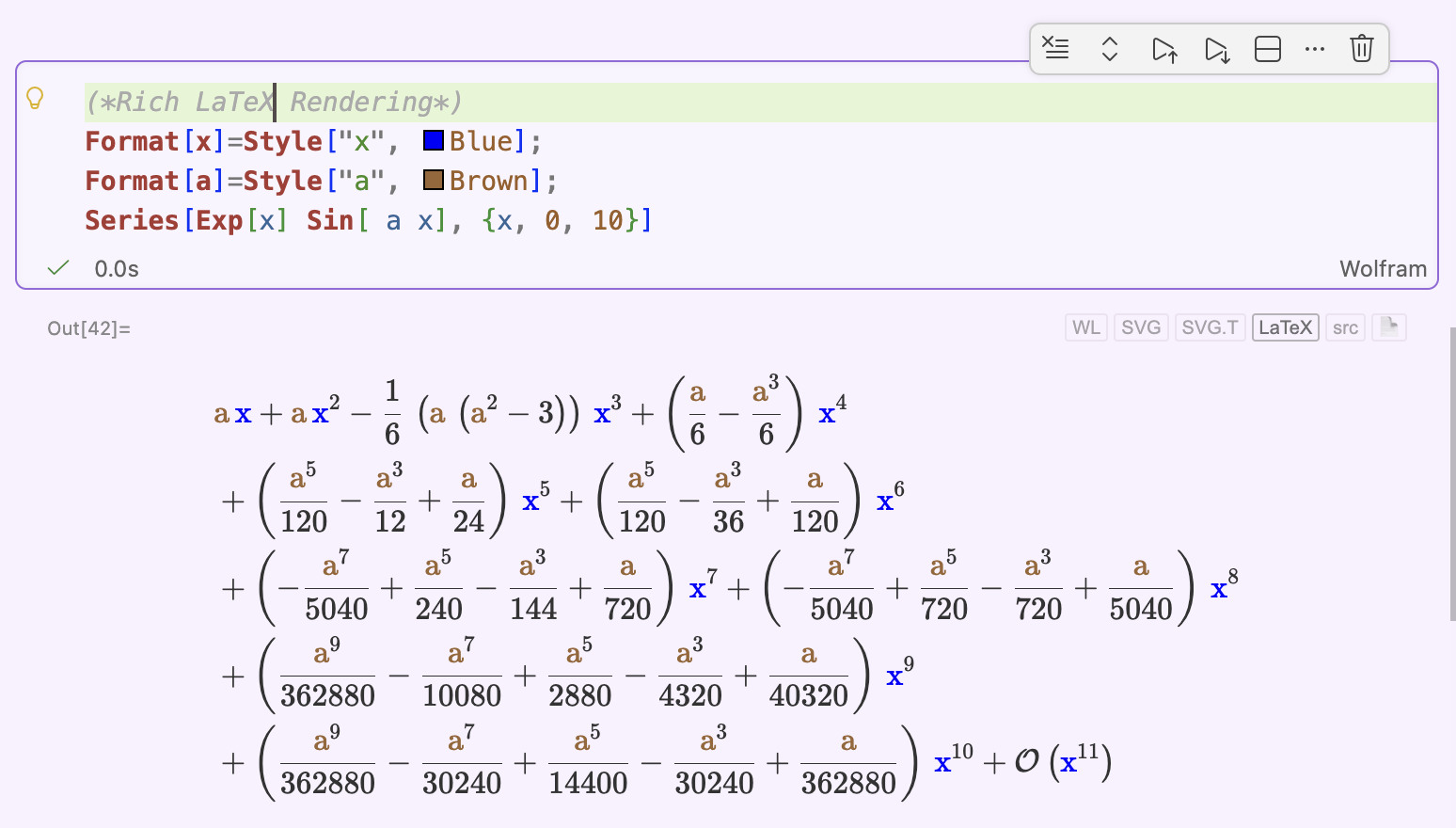Rich LaTeX formula rendering in Wolfbook — paper-quality typesetting inline