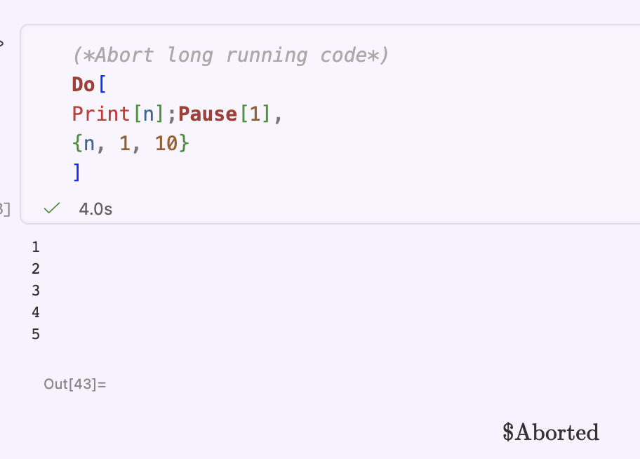 Aborting a long-running Mathematica evaluation mid-way in Wolfbook